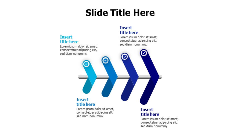 4 points fishbone infographic with icons