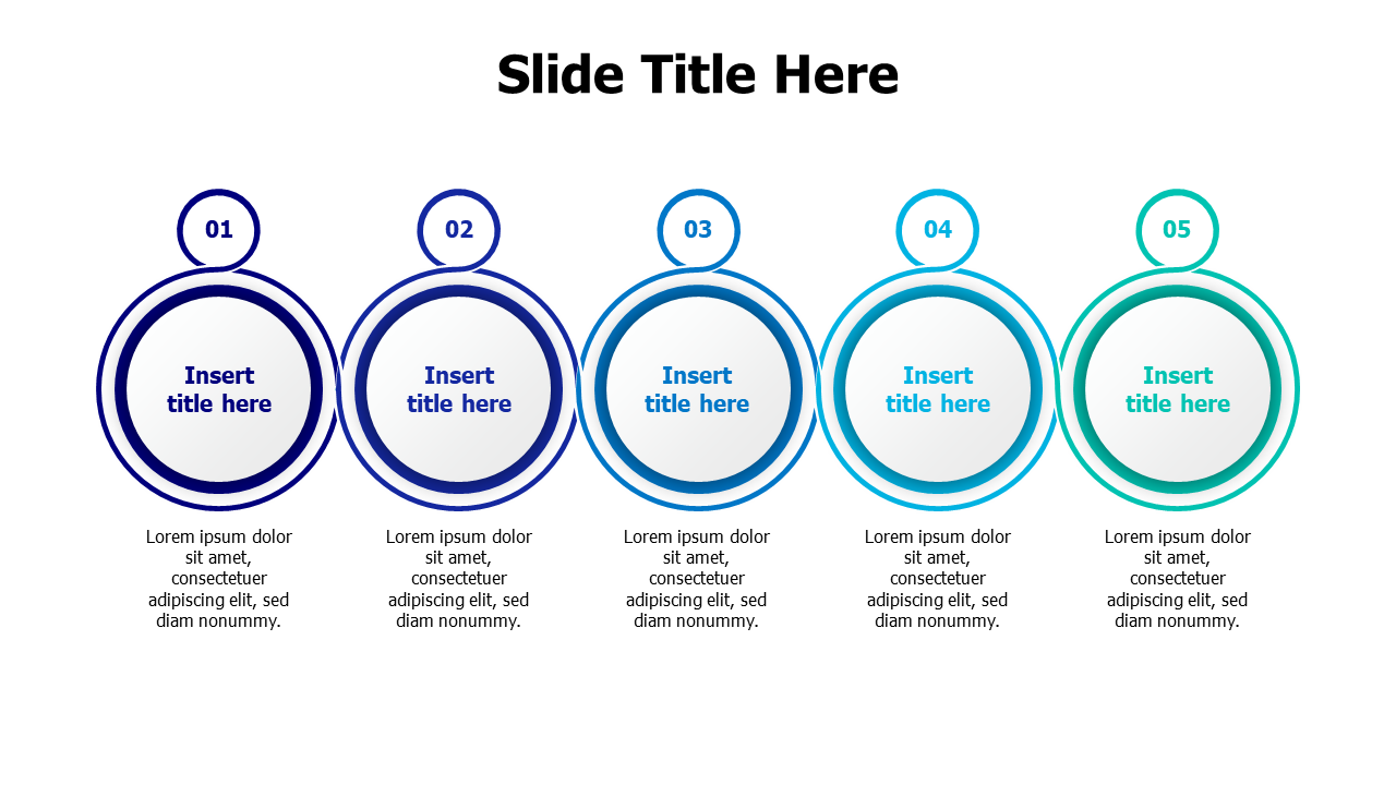 5 points outlined and filled circles infographic
