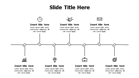 7 points doodle lines on a timeline infographic