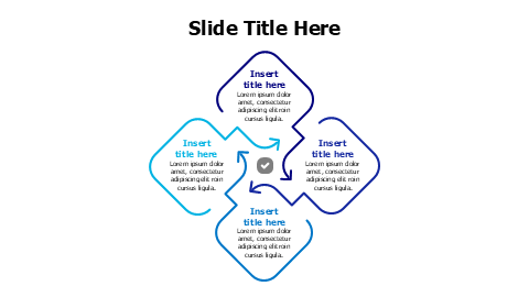 4 colored outline shapes with rounding arrows infographic