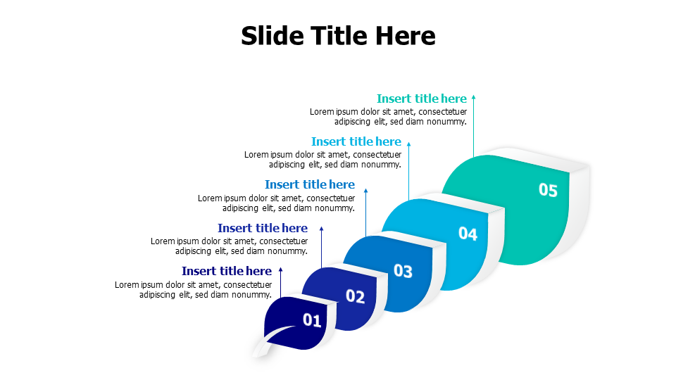 5 points growing 3D colored leaves funnel infographic