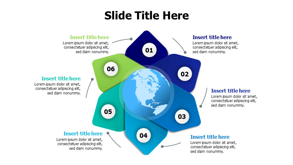 6 points around planet earth infographic