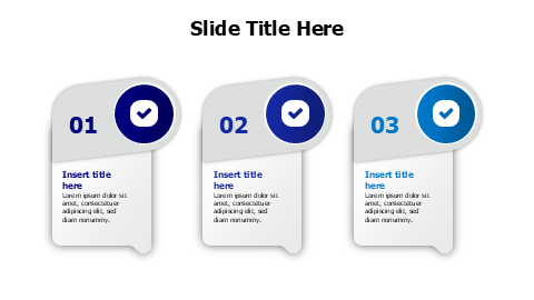 3 points speech bubble with colored circles infographic