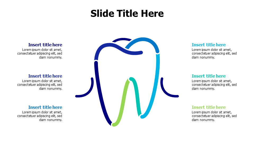 6 points lines tooth infographic