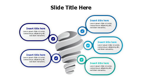 5 colored curved blocks with 3D divided bulb infographic