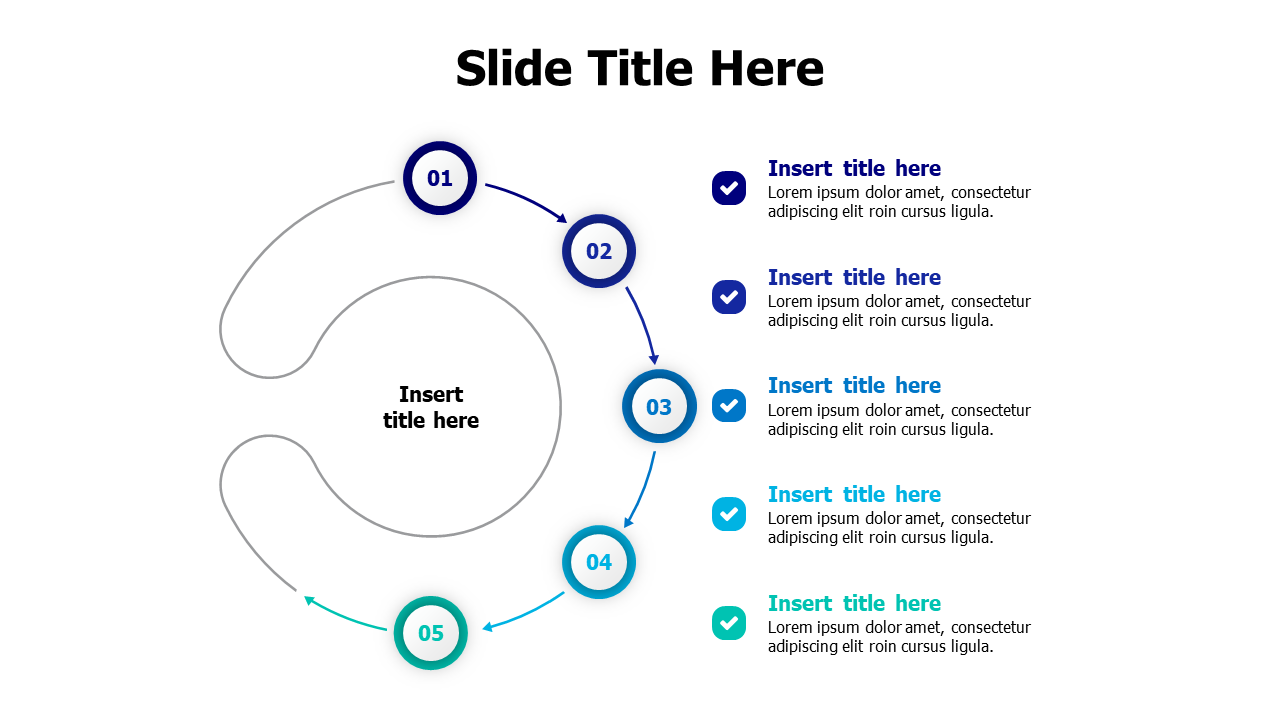 5 points outline opened circle infographic