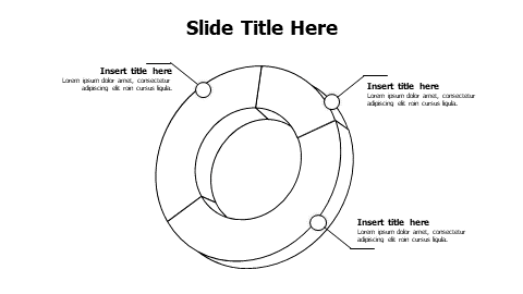 3 points outline 3D pie chart infographic