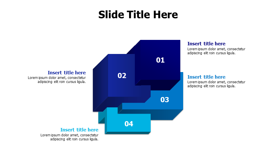 4 points flying 3D boxes infographic