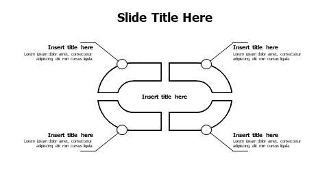 4 points curved corners doodle shape infographic