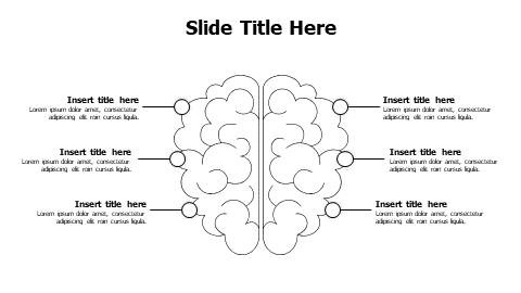 6 points outline brain infographic