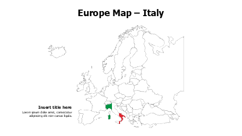 Italy map with flag