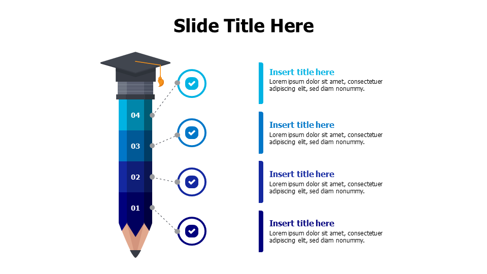 4 points from a bencil topped with graduatin hat infographic