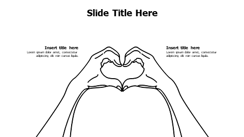 5 points outline human hands making a heart infographic