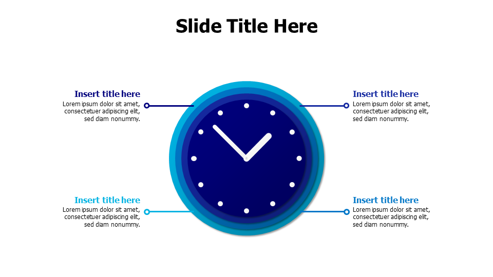 4 points overlayed circles clock infographic
