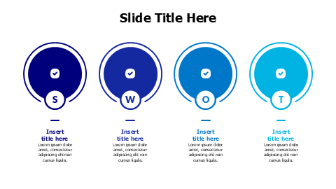4 points SWOT colored circles infographic