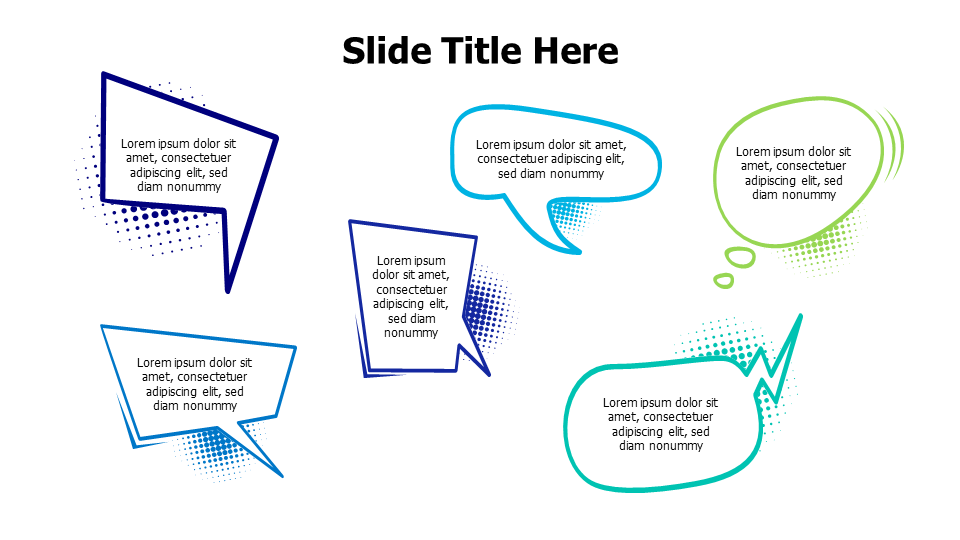 6 cartoonish Speech bubbles infographic
