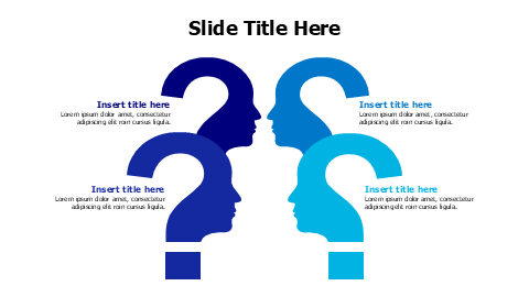 4 colored question mark heads infographic