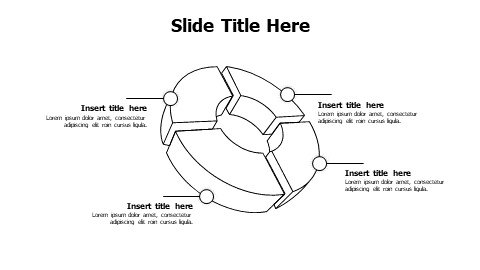 4 points divided outline 3D doughnut chart infographic