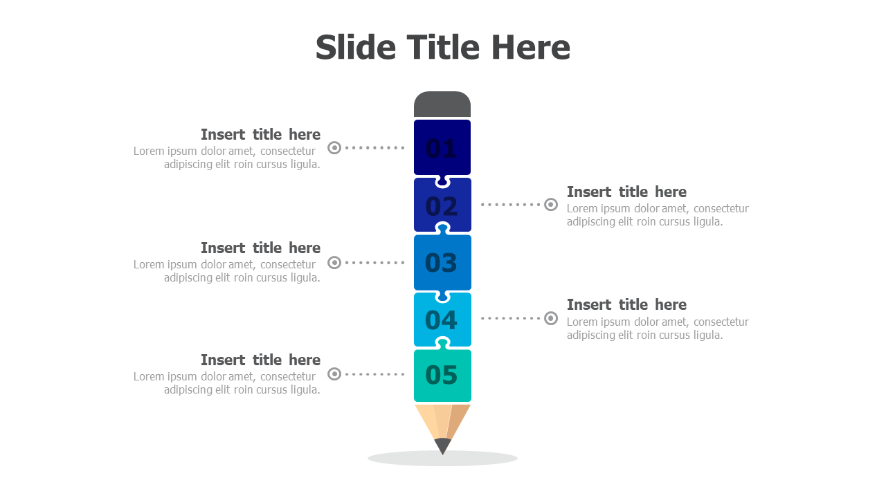 5 points pencil infographic