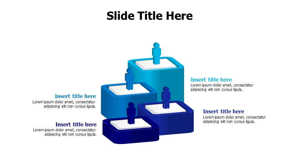 4 points 3D cubes levels infographic