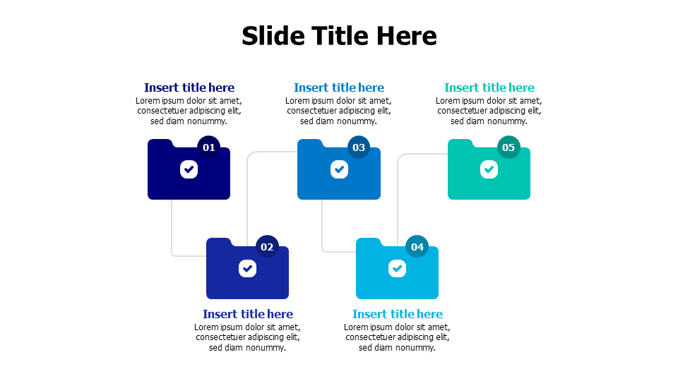 5 points colored folders with line infographic