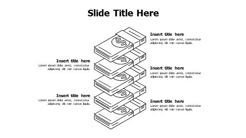 5 points overlayered outline dollars infographic