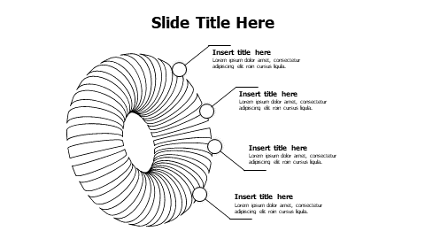4 points 3D outline doughnut shape infographic