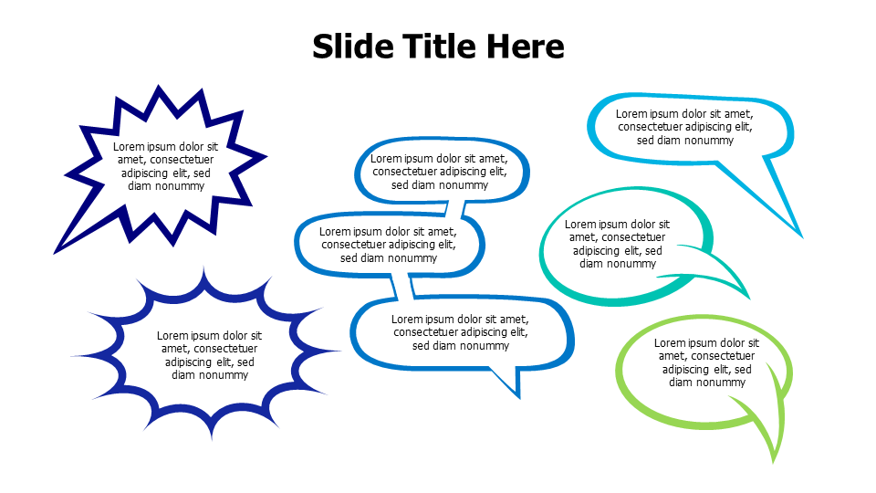 6 cartoonish Speech bubbles infographic