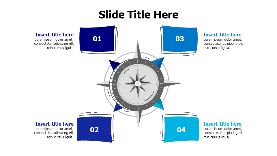 4 points from a flat compass infographic