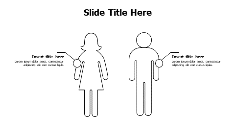 2 points outline male and female infographic
