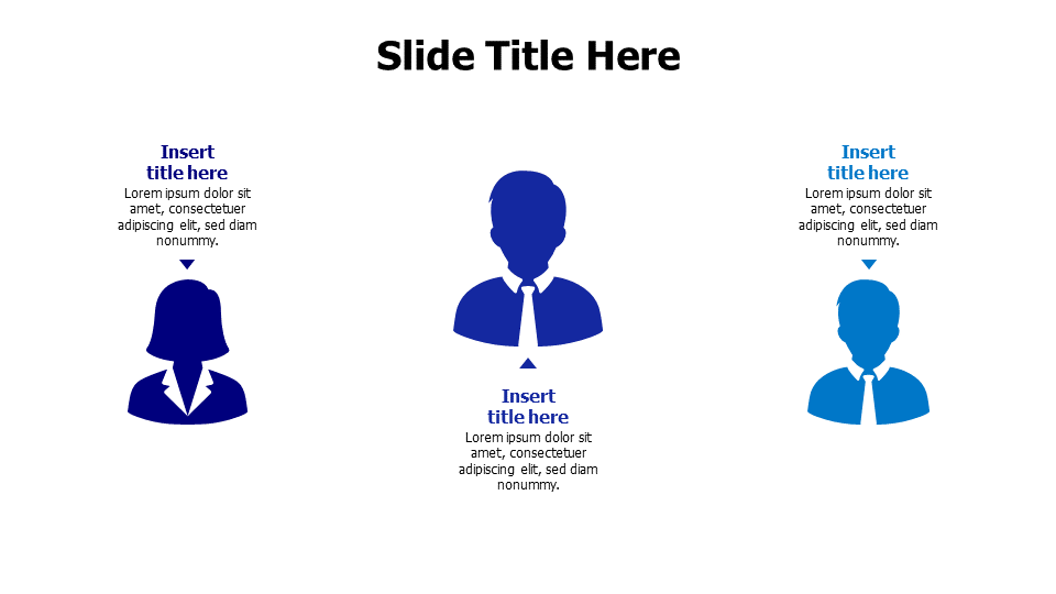 3 colord employees with titles infographic