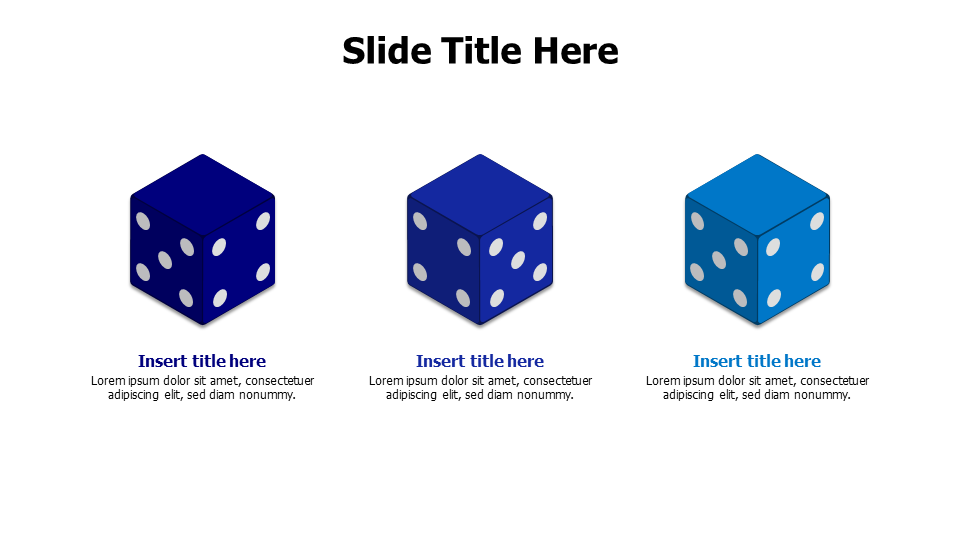 3 points colored dices infographic