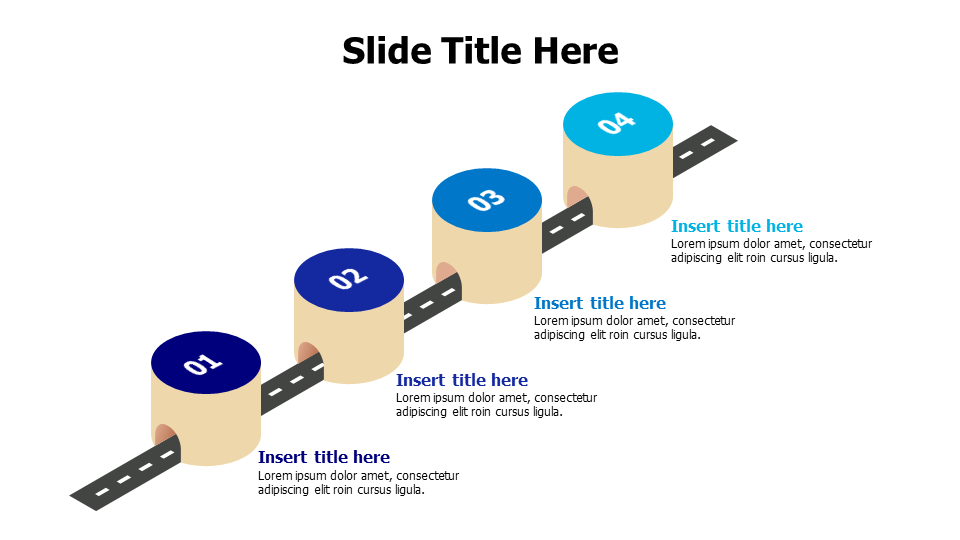 4 points little houses on a road map infographic