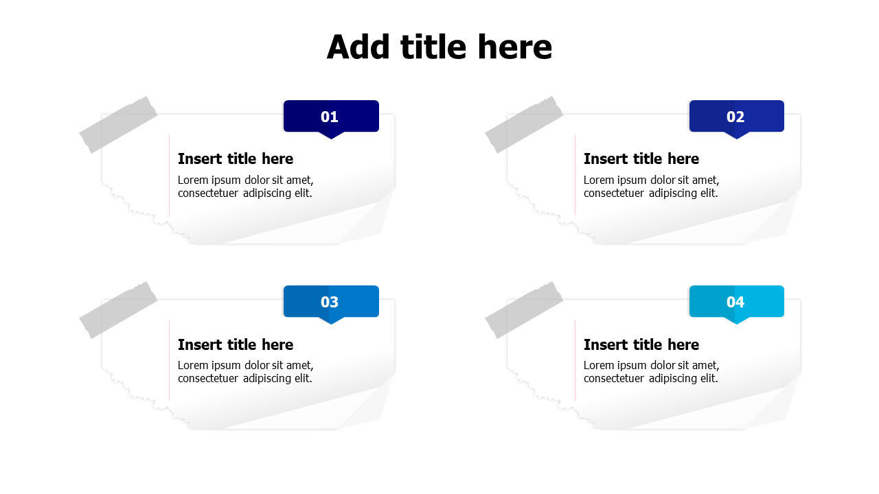 4 paper sticky notes with ribbon