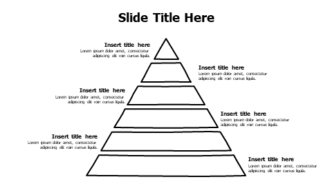 6 points divided outline pyramid infographic