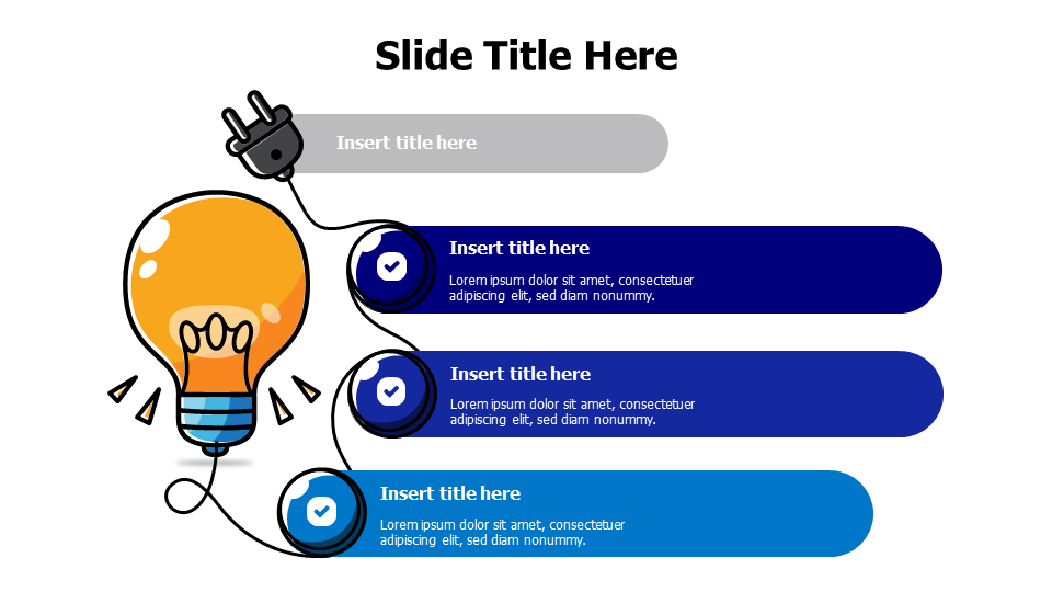 3 points from a lighten flat bulb infographic