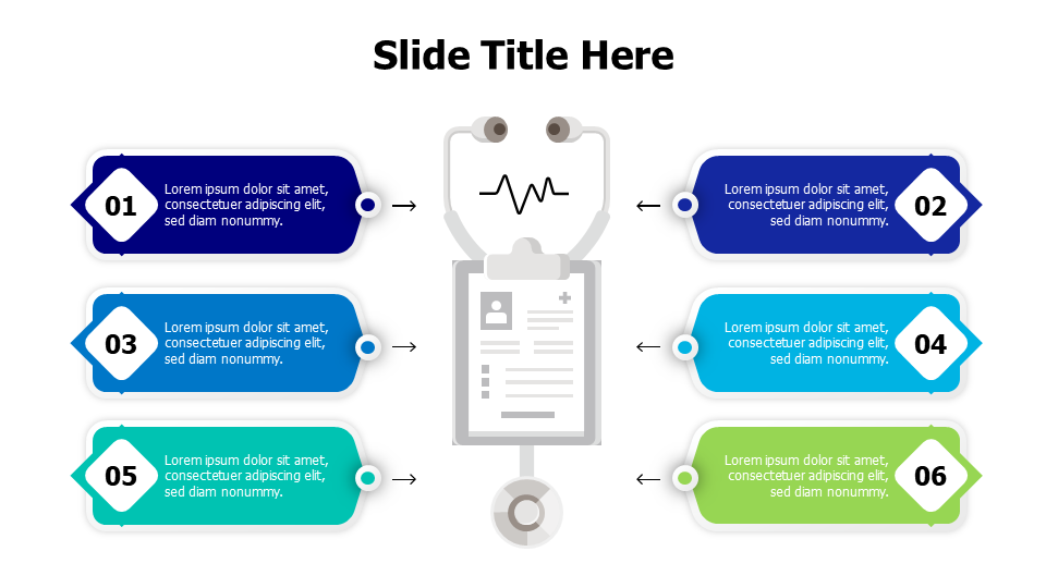 6 points stethoscope and a prescription infographic