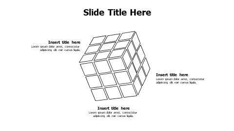 3 points outline 3D rubik cube infographic