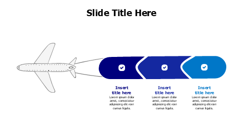 3 colored arrows with a plane infographic