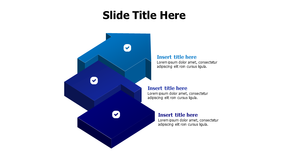3 points growing blocks arrow up infographic with icons