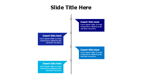 4 colored speech bubbles on timeline infographic