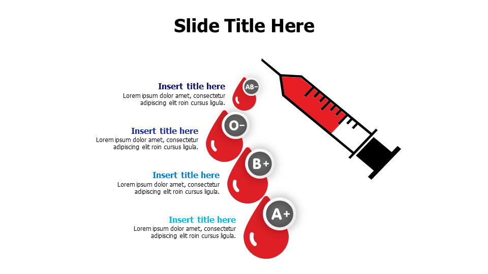 4 different blood types drops infographic