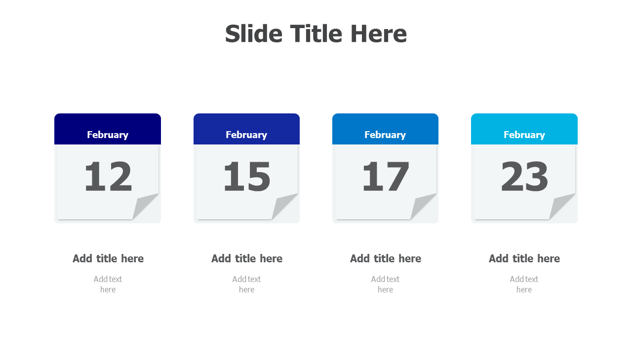 4 months calendar with day-month highlight 23