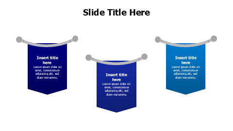 3 colored flat hanging banners infographic