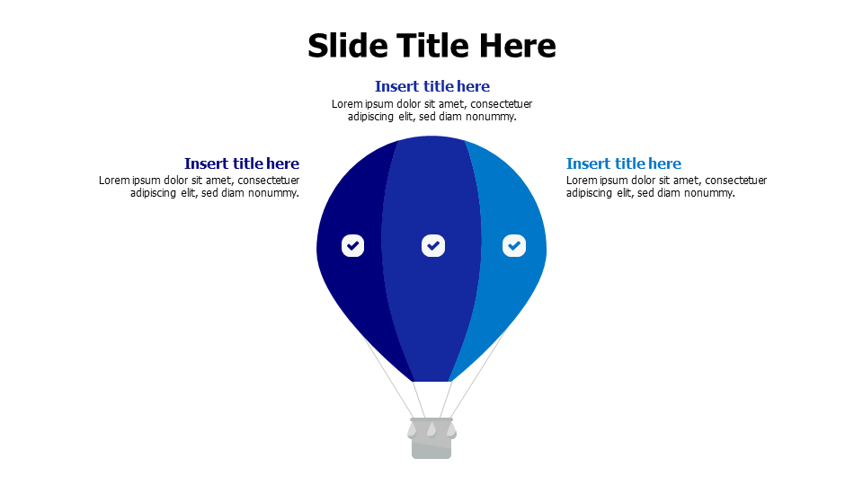 3 points colored hot air ballon infographic