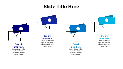 4 outline wallets with colored money infographic