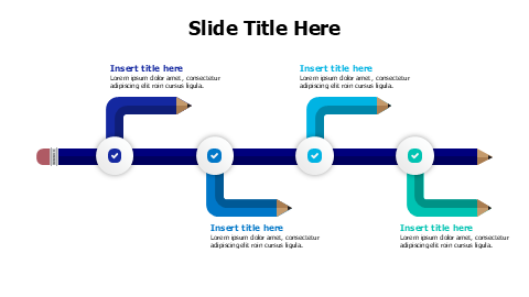 4 colored bencils with arrows infographic