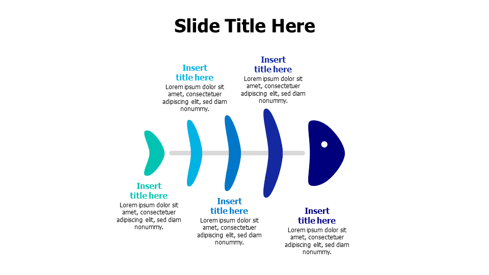 5 points colored fish bone infographic