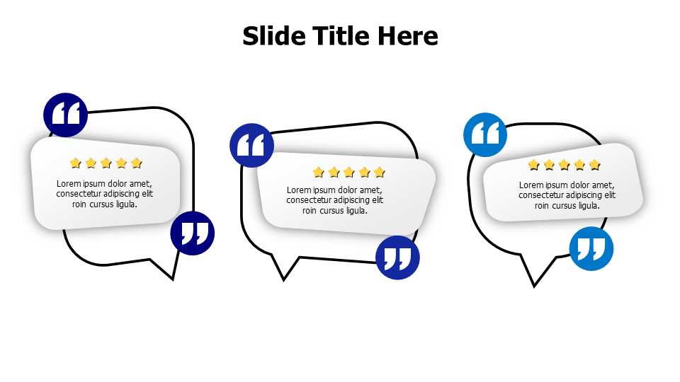 3 Testimonials with quotation marks infographic