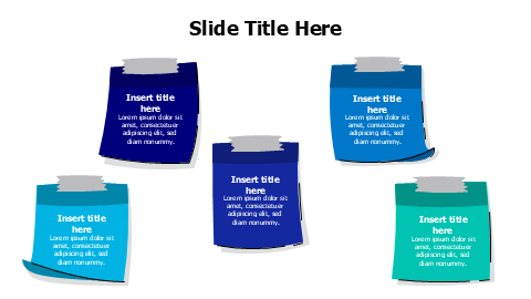 5 colored doodle sticky notes with tapes infographic